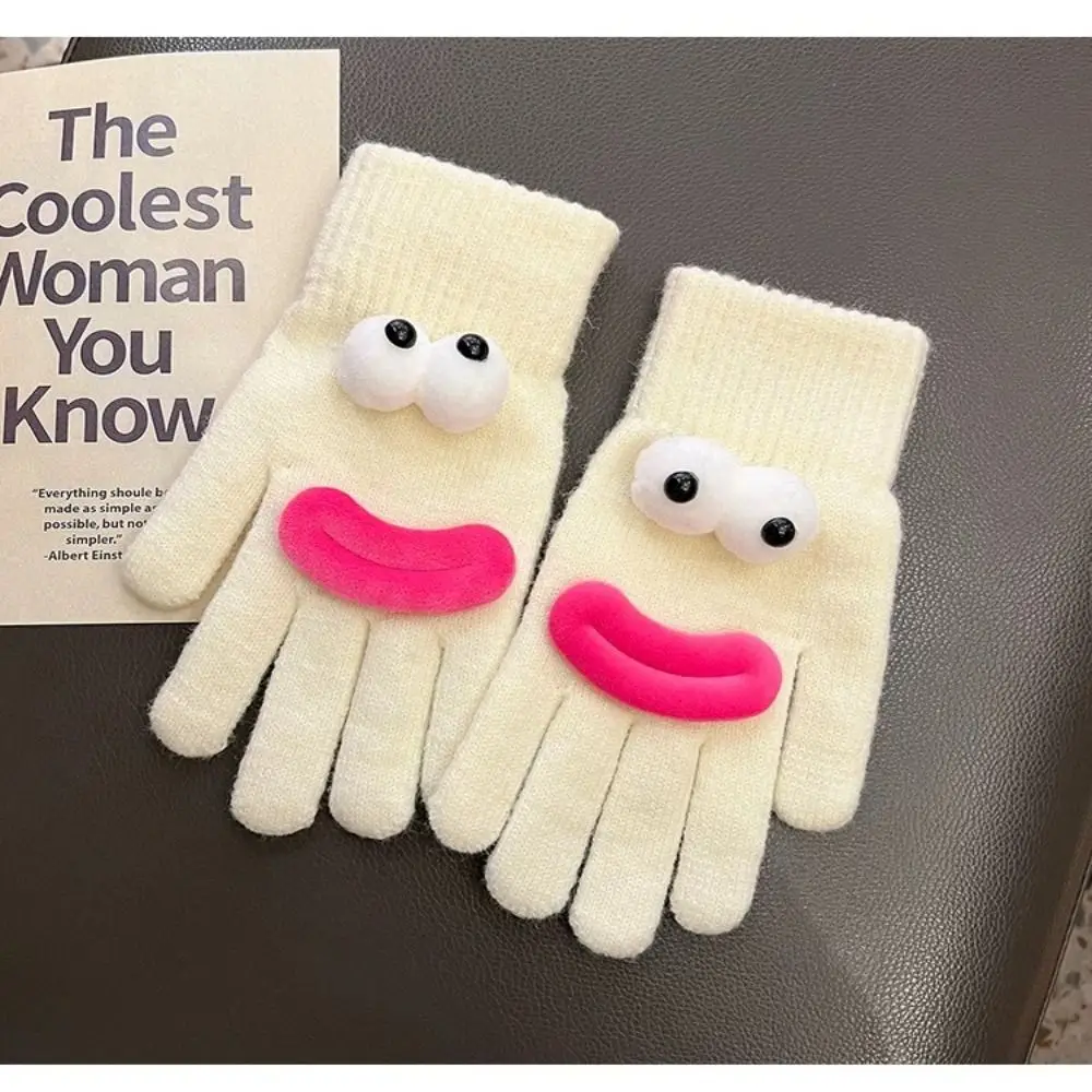 Warm Sausage Mouth Winter Knitted Gloves Knitted Korean Style Full Finger Mittens Touchscreen Warm Gloves Women