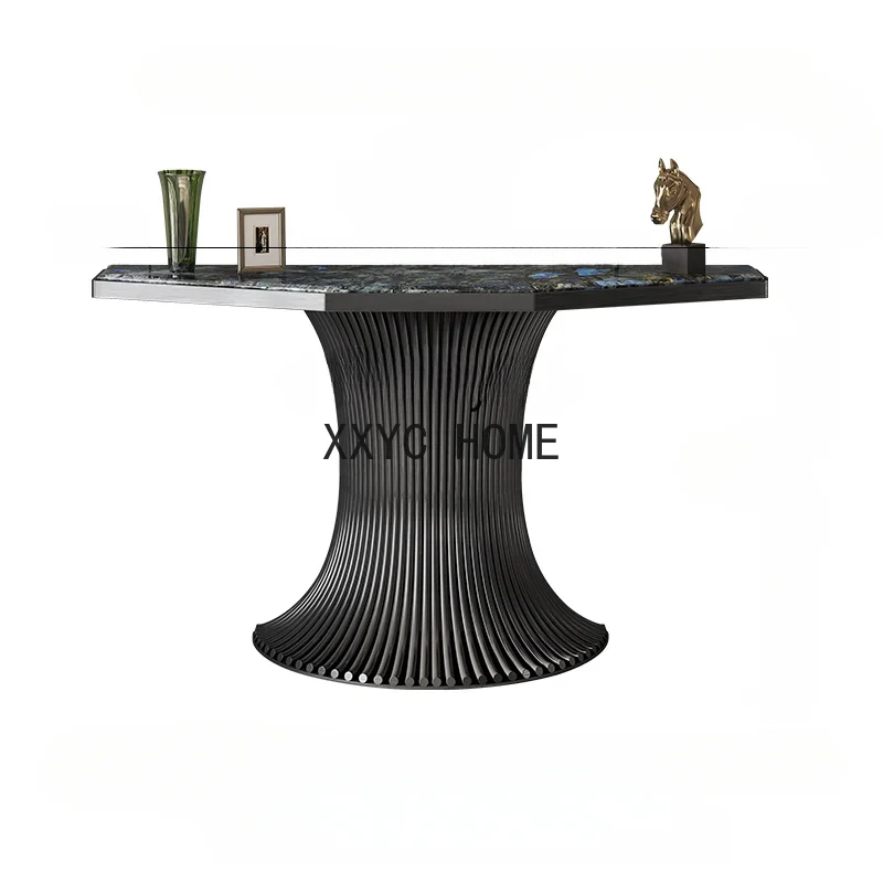 Italian Simple Luxury Black-Capped Kingfisher Natural Luxury Stone Hallway Modern Home Creative High-End Console