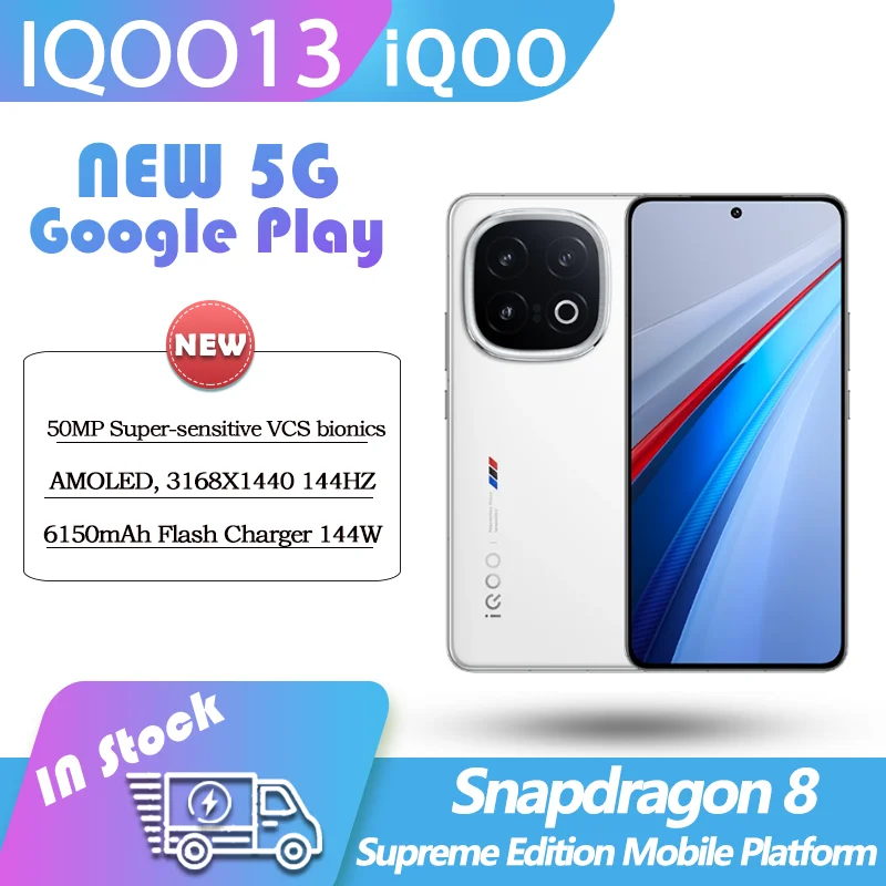 Original ViVO iQOO 13 iQOO13 5G Snapdragon 8 Elite Edition 6,82'' AMOLED 144HZ 50MP120W FlashCharger 6150mAh GooglePlay OriginOS