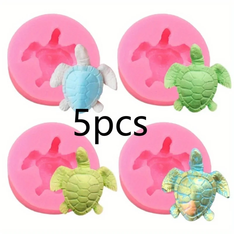 5pcdSet of Silicone Turtle Molds-Very SuitableDIYResin、Gypsum、Cake Decoration、Chocolate、Soap and Polymer Clay Crafts