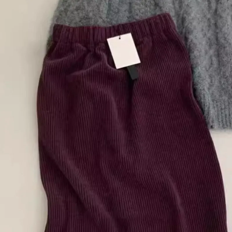 OCEANLOVE سروال قصير التنانير النساء الصلبة الخريف الشتاء ألف خط أنيقة تنورة طويلة الكورية موضة بسيطة عالية الخصر الرجعية Jupe فام #4