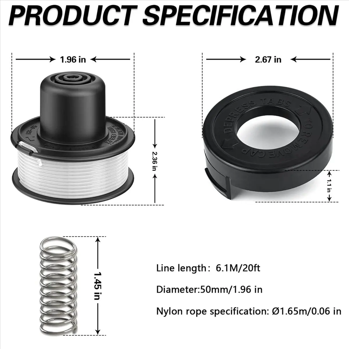 

SEO 6x A6226-XJ Strimmer Spool Compatible with Black+Decker Grass Trimmer Replace GL250, GL310 with Strimmer Spool Cover