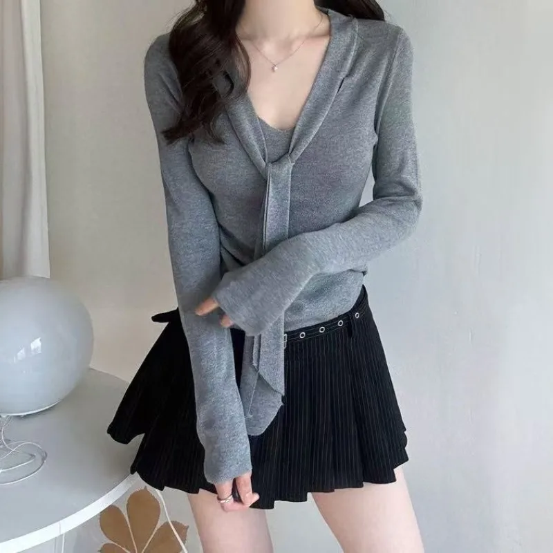 レディース Vネック ロングスリーブ ニットウェア 秋冬 ファッション ベルト付き ベースレイヤー トップス ハイエンド アエソピア パーソナル