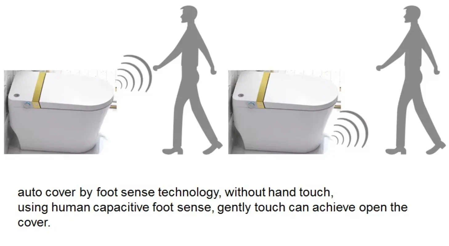 Closestool montado no chão para banheiro, sensor automático, cerâmica inteligente, inodoro, vaso sanitário inteligente