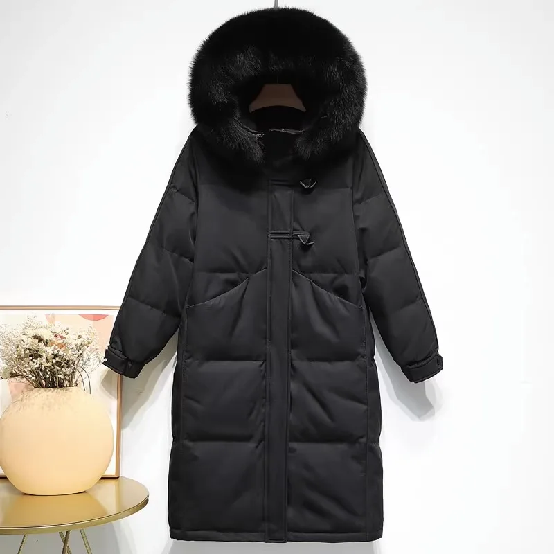 Neue Winter mode europäische amerikanische Frauen Daunen mantel High-End warm weiße Ente Daunen weiblicher Mantel fester Kapuzen mantel