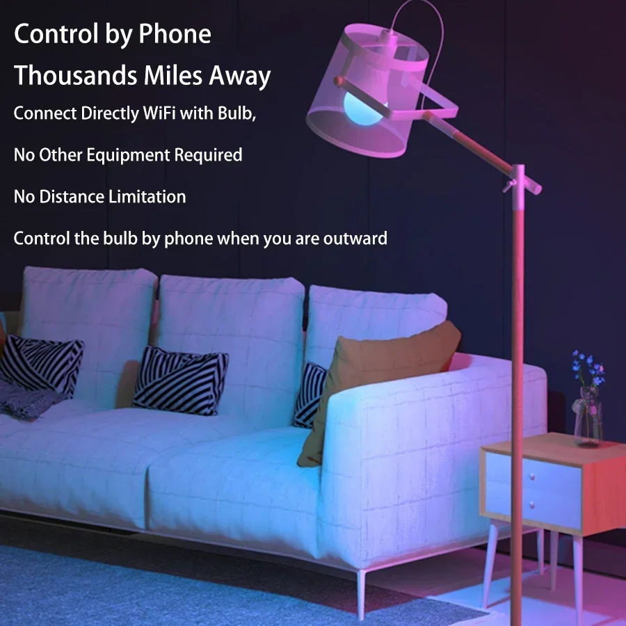 Popular Tuya WiFi E27 Smart LED Bulb 12/15/18W App DIY Colour Timing Adjustment Alexa Google Home Voice Control Indoor Lighting