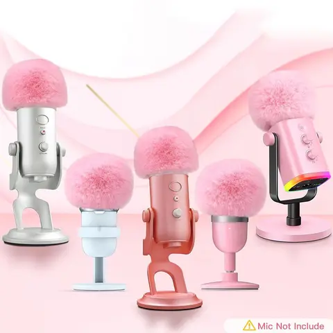 Mikrofonskumskydd för Blue Yeti-mikrofon, mikrofonskumskydd med pälsad vindskyddsmuff för ZealSound K66 rosa 8 best sales mikrofonskumskydd - №7