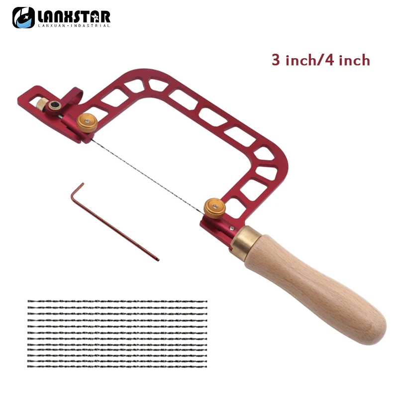 Coping Saw Aluminum Alloy Frame Fret Saw with Diamond Wire Jigsaws for Jade Stone Ceramic Glass Wood Metal Accurate Cutting