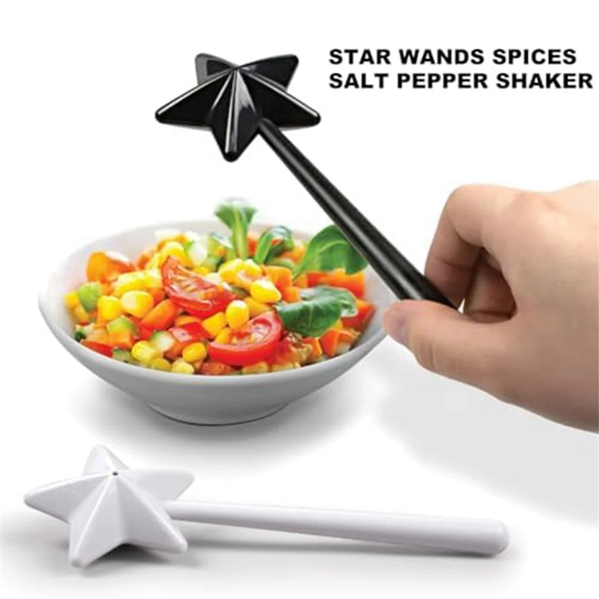 Salt and Pepper Shaker Wands Salt and Pepper Wand Shakers, Black and White and Pink, Star Wand Salt