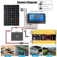 18V 50W Solar Panel System 12V to 110/220V Solar Panel+50A Controller+6000W Modified Sine Wave Inverter Kit Power Generation Kit