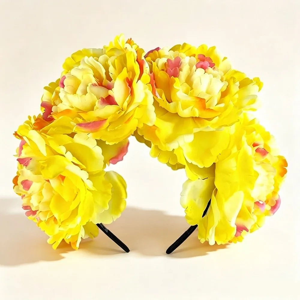 Simulated Flower Floral Garland Headband Rose Headpiece Gorgeous Design Artificial Flower Crown Romantic Style Elegant