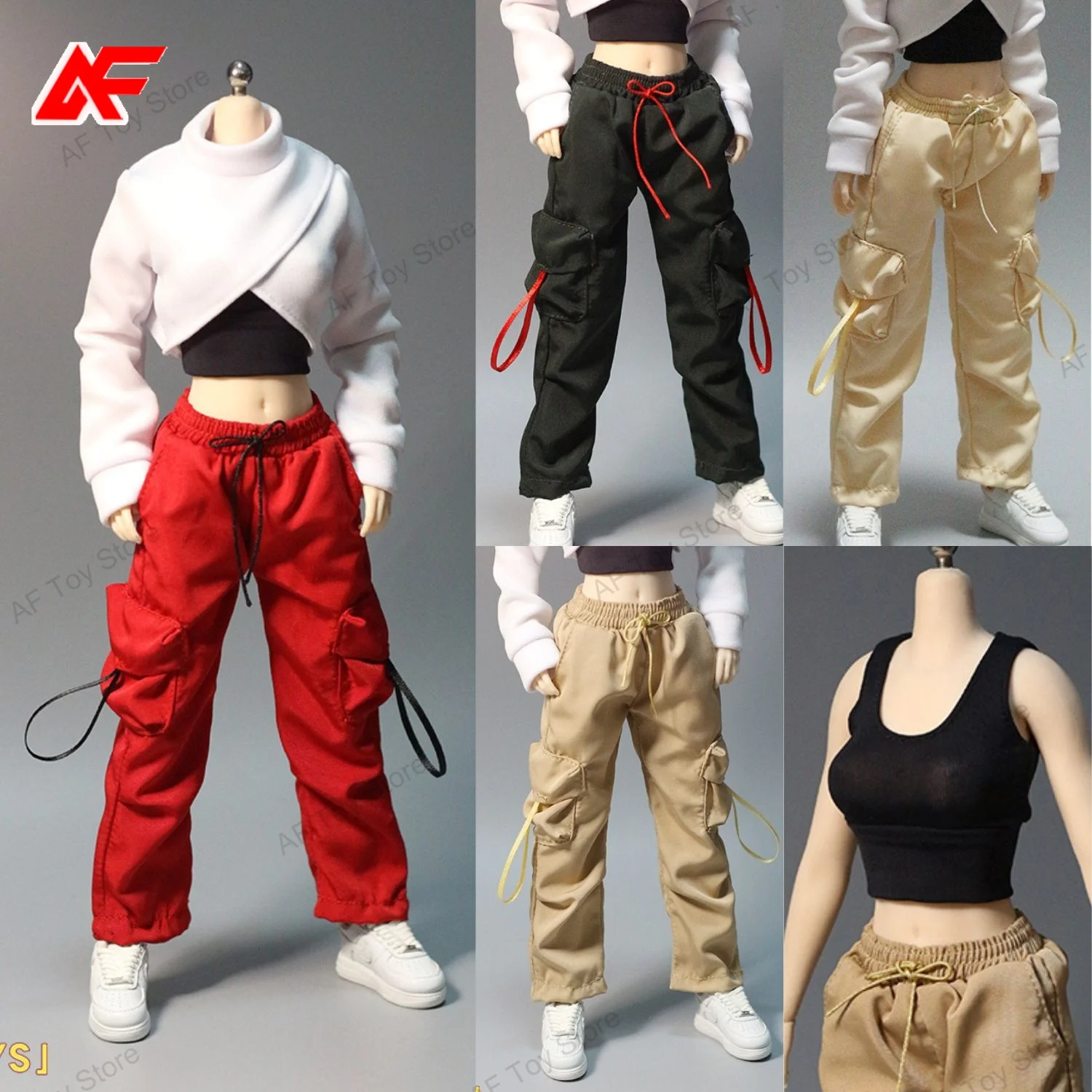 

DMTOYS DF068 1/6 Scale Sweatshirt Vest Loose Cargo Pants Clothing Fit For 12'' TBL PH JO ANT Female Action Figure Body Dolls