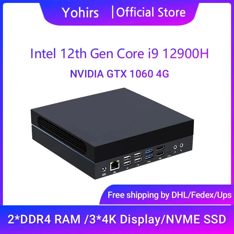 Yohirs Powerful Gaming Mini PC I9 12900H I7 12700H NVIDIA GTX1060 4G Thunderbolt4 Micro Desktop Computer Windows11 NUC 5G WIFI