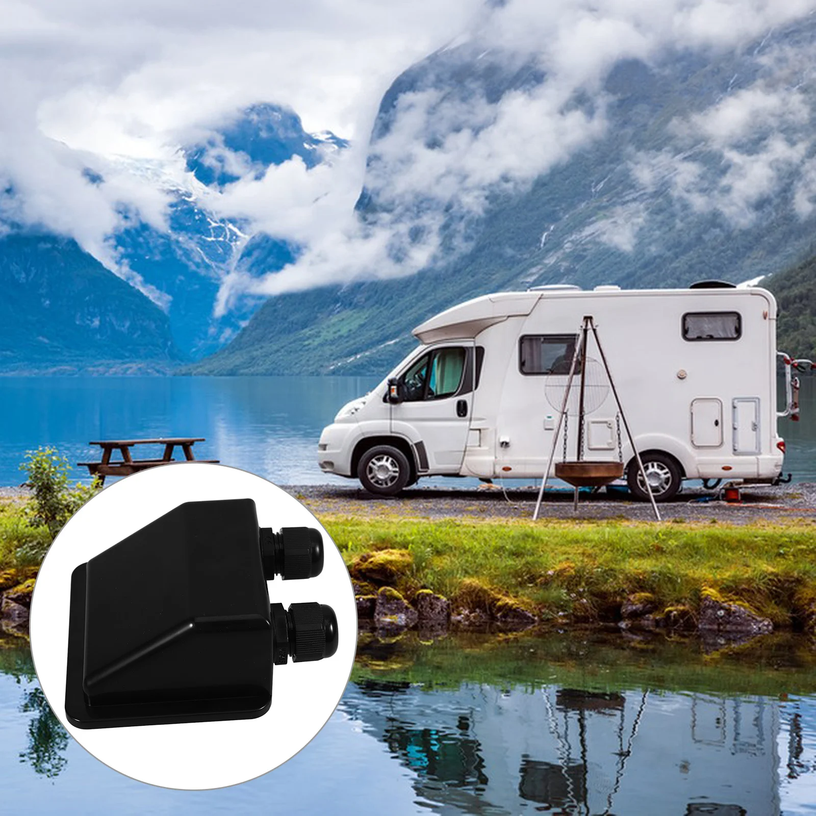 

Durable Solar Cable Entry Gland Dual Holes Splashproof Junction Box Easy Installation Rv Accessories Solar Panel Wiring Box