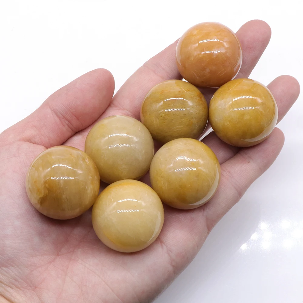 

5PC 30MM Ball Shaped Natural Yellow Jade Crystals Gemstone Home Decor Healing Stones Magic Craft Globe Massaging Gift