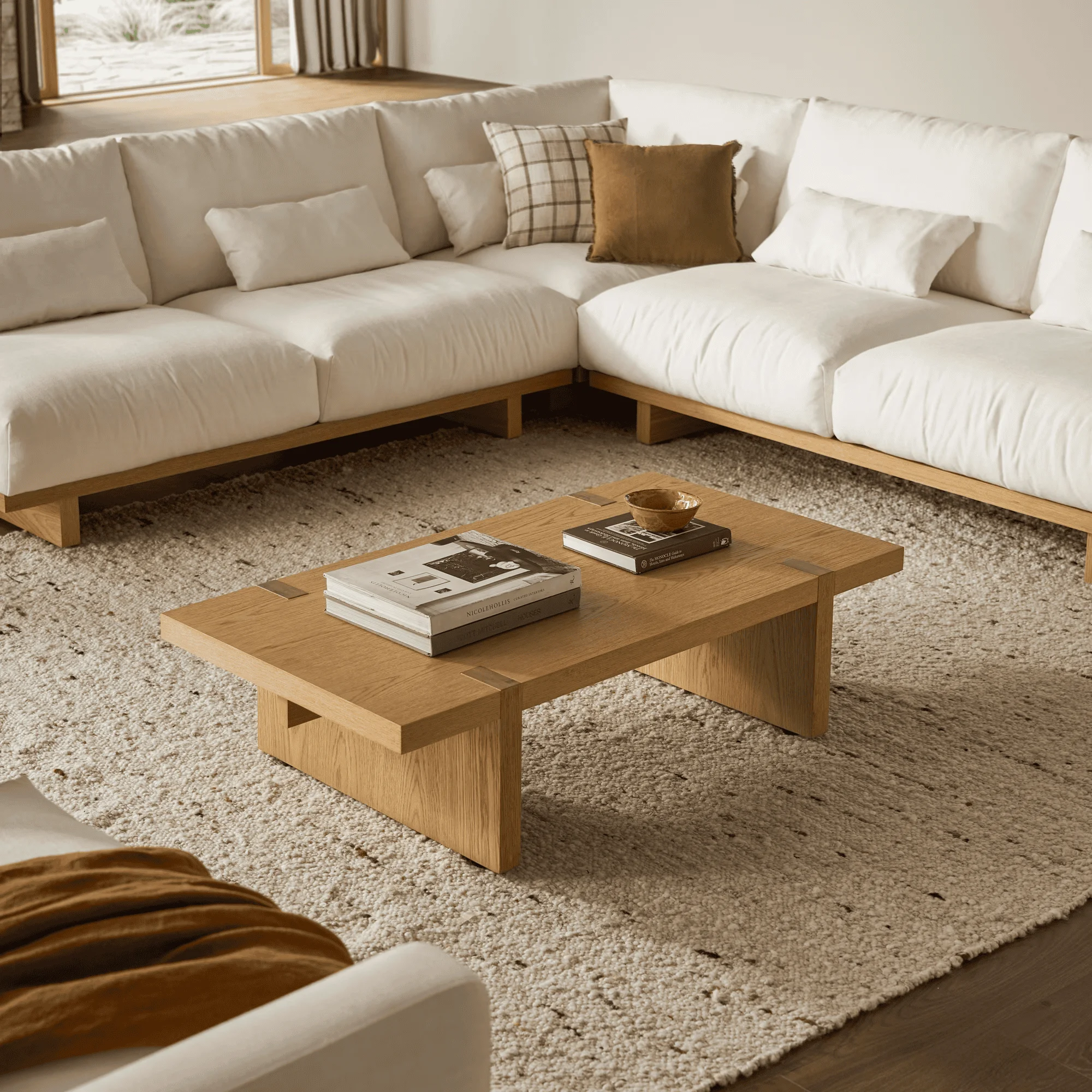 Coffee Table Simple Small Nordic Style for Living Room Solid Wood Mortise Rectangular Center Table