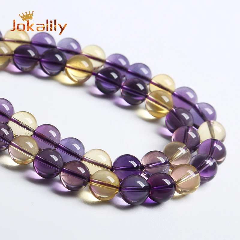 Natural Amethyst Citrine Pure A+ Quality Crystal Quartz Round Beads 6/8/10mm For Jewelry Making DIY Bracelets Necklace 15'' Inch