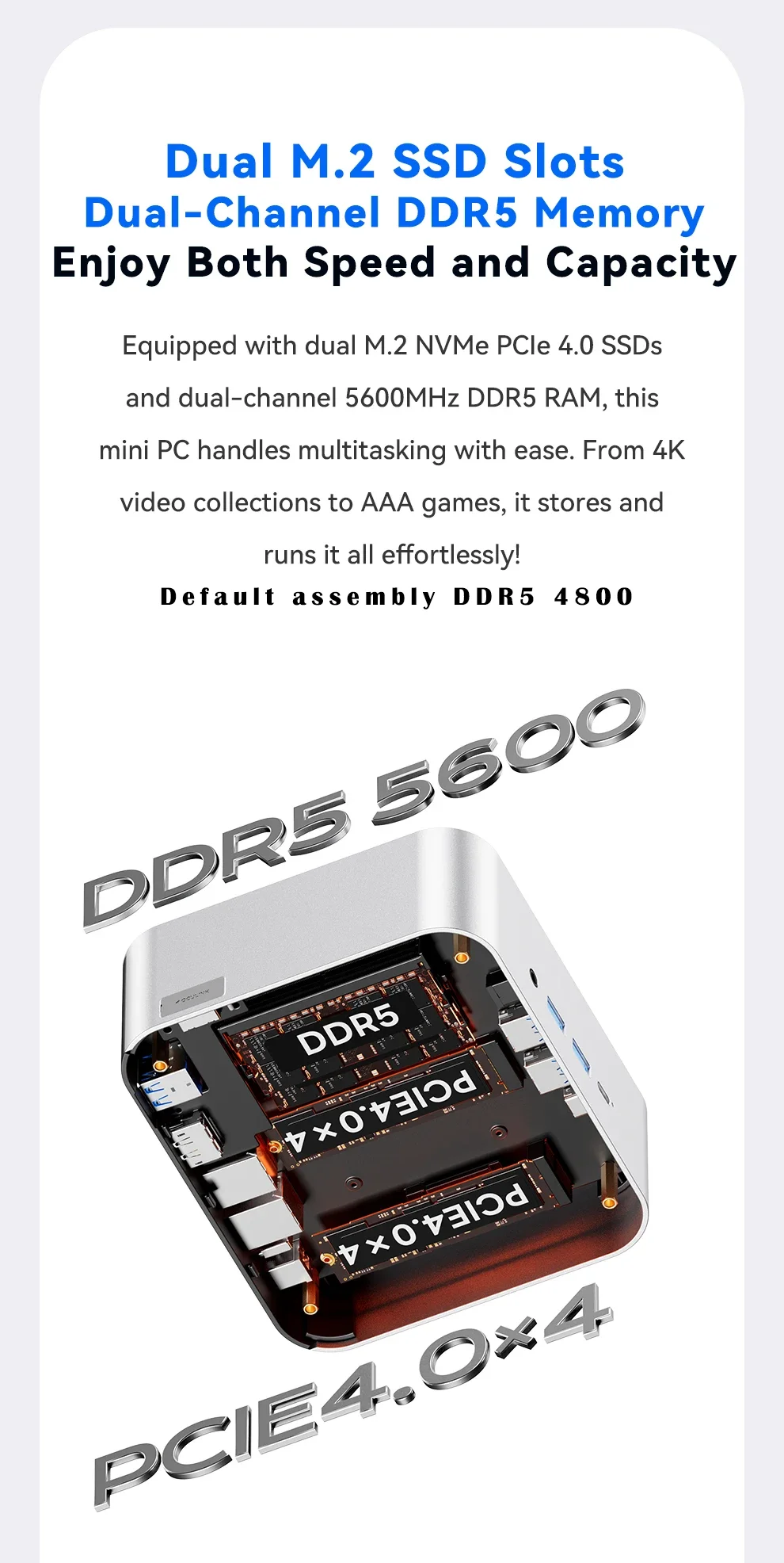 AOOSTAR MACO Mini PC AMD Ryzen 7 H255 Mini PC Windows 11 WiFi 6 USB4 Gaming PC DDR5 5600MHz Support 4 Display 4K/8K Computer