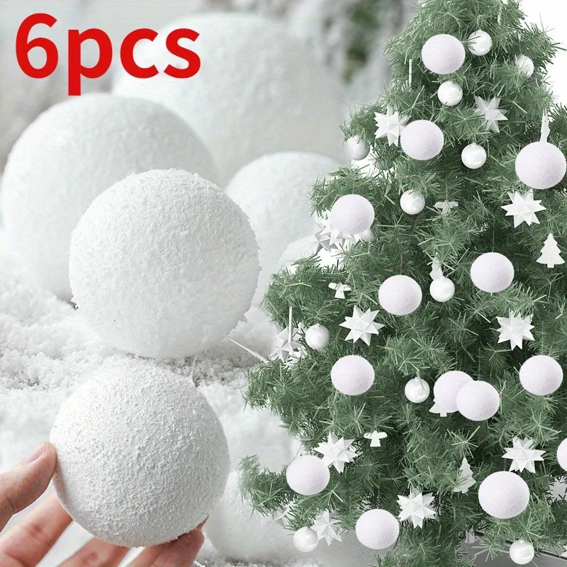 4/6/8CM White Christmas Balls Christmas Tree Ornaments Hanging Xmas Tree Pendants Party Home Decor 2025 New Year Navidad Decor