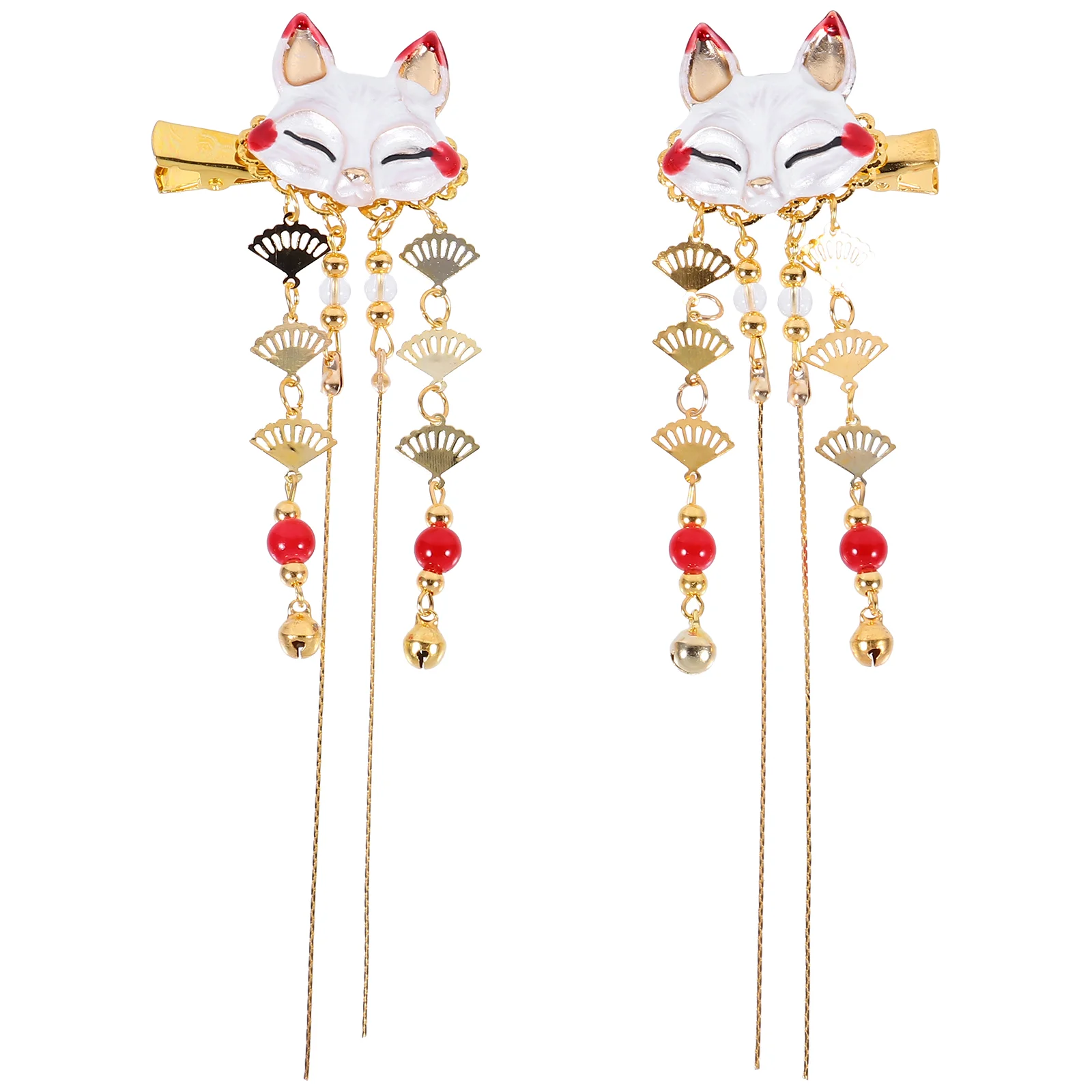 

2 Pcs Fox Tassel Clip Alloy Barrettes Hair Bun Accessories Chinese Hairpin Fairy Clips Bride