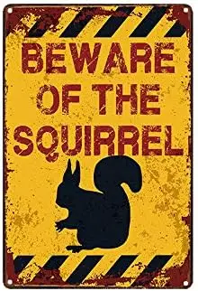 1x,Warning Beware Of The Squirrel Metal Tin Signs-aluminum