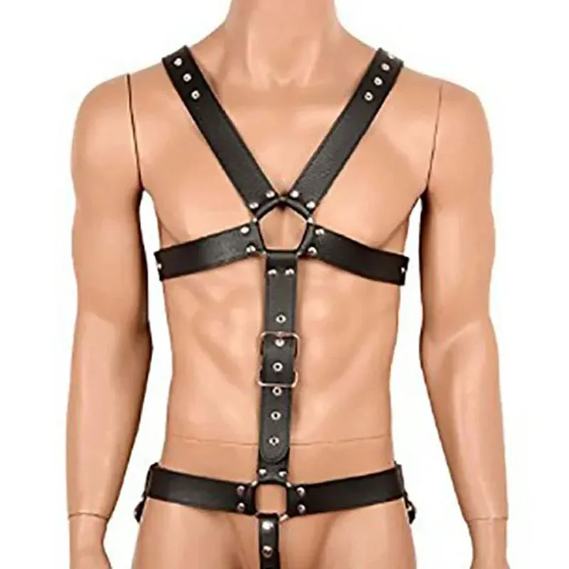 

Gay Rave Harness Faux Leather Chest Harness Bondage Male Punk Fetish Night Clubwear Mens Sexy Lingeries Sex Toys For Men