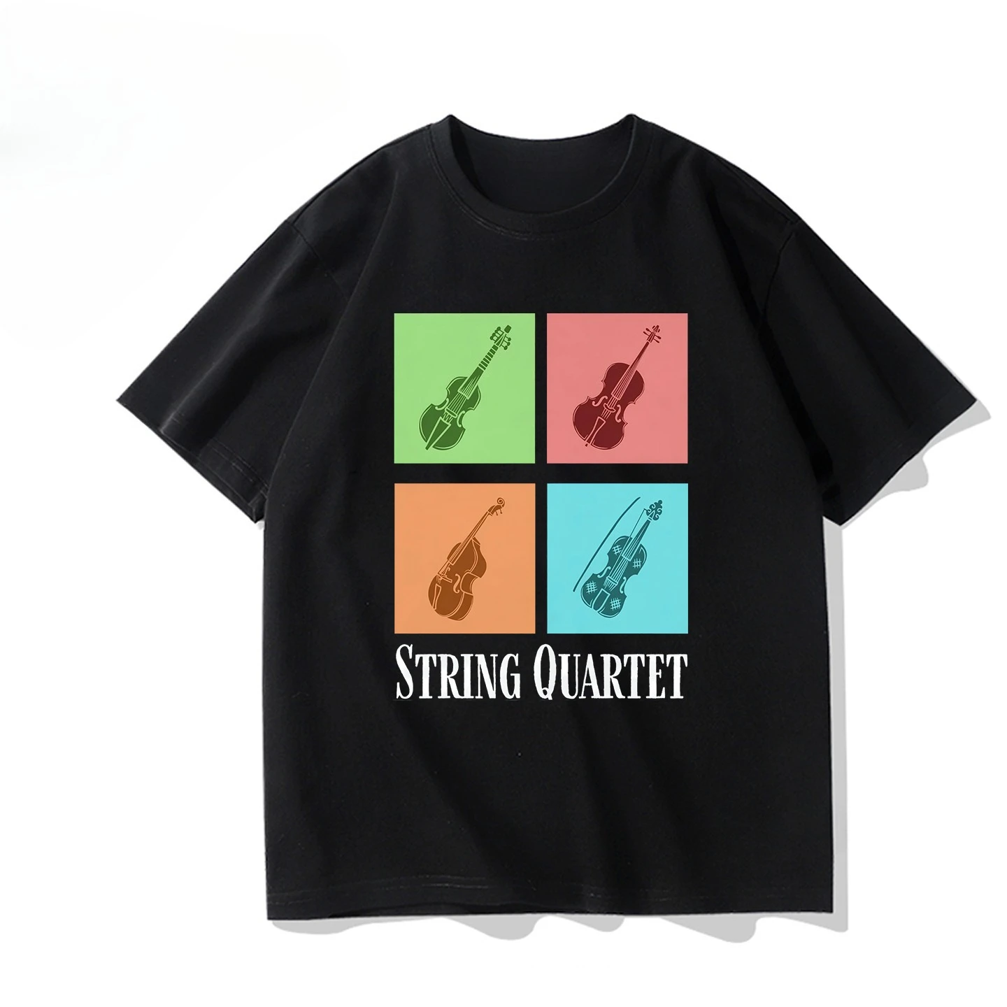 Camiseta divertida de violín de cuarteto de cuerda, Camiseta de algodón de manga corta a la moda para hombres y mujeres, camisetas deportivas Vintage de Hip Hop, ropa de verano