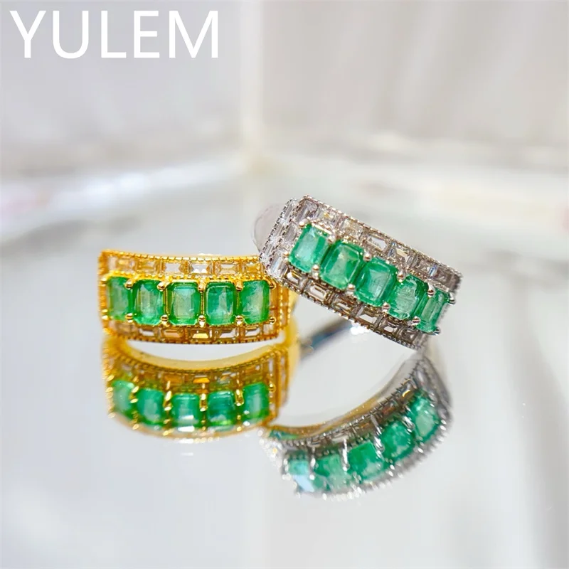 

Pure Stering Silver Ring 925 Silver 3x4mm emerald Jewelry for Women Natural Gem Jewelry