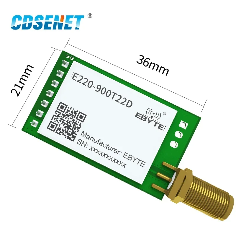 2 Stück LoRa-Modul Drahtloses Modul LLCC68 868-915 MHz 22 dBm Anti-Interferenz LoRa Spread Spectrum SMA-K Antenne E220-900T22D