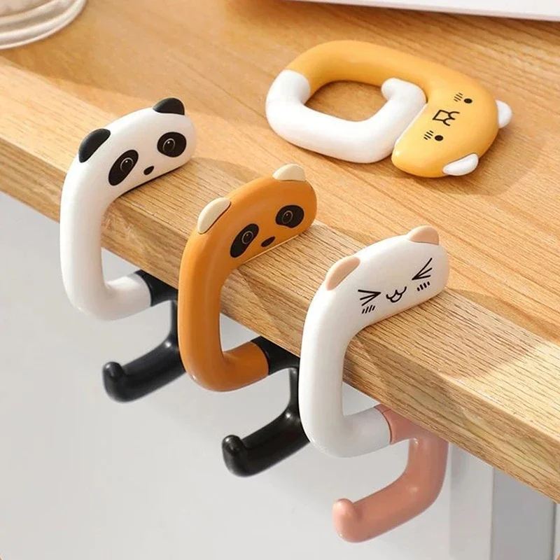 Portable Cartoon Bag Hooks Kawaii Strong Load-bearing Handbag Hanger Office Home Folding Desk Side Hooks Desk Organizers