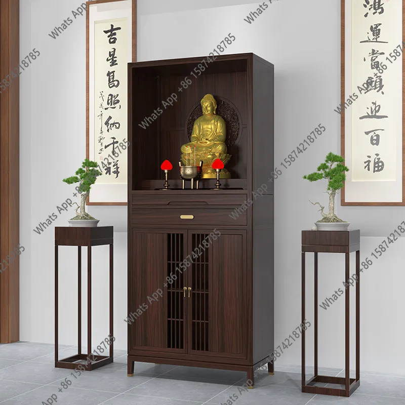 

J Solid Wood Buddhist Niche Vertical Cabinet Buddhist Platform Household Ebony Wood God Of Wealth Worship Platform Cabinet
