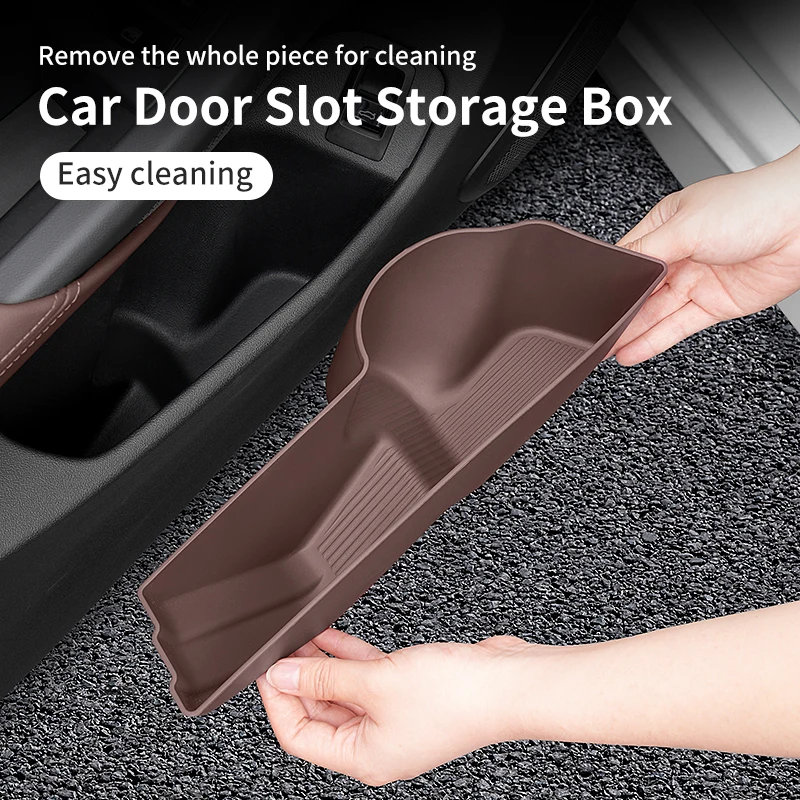 For BMW Series 5 G60 I5 2024 TPE Front Door Storage Box Car Inner Door Organizer Tray Water Cup Holder Auto Interior Accessories