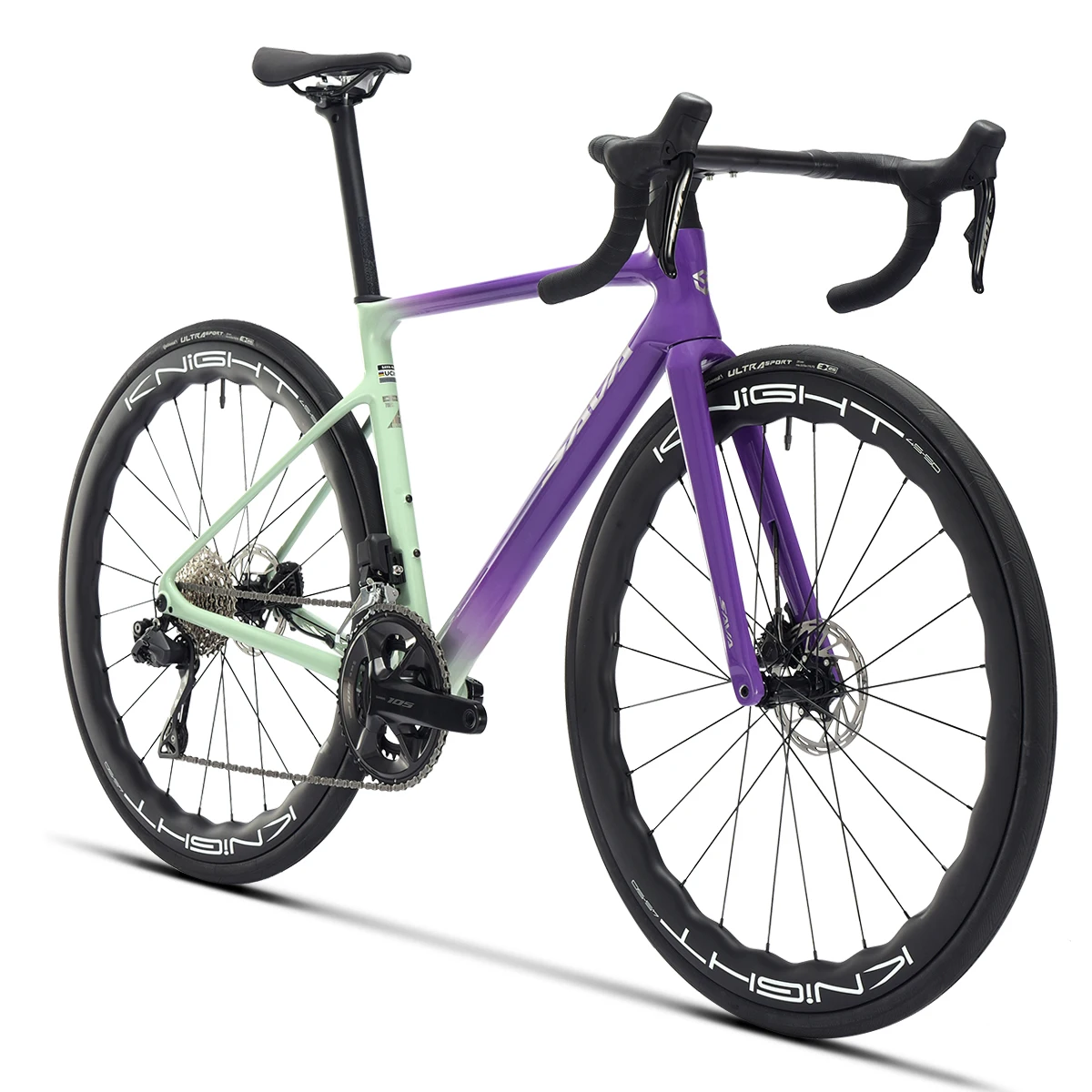 

SAVA FALCON SLR7 W45 Carbon Fiber Road Bike, One-Piece Handlebar Hydraulic Disc Brake with Shimano 105 Di2 24-Speed Component