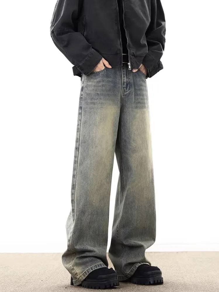 Jean américain rétro Cleanfit à jambes larges pour hommes, tendance, ambiance de rue, ample, droit, Micro pantalon évasé, mélange de coton et de Polyester