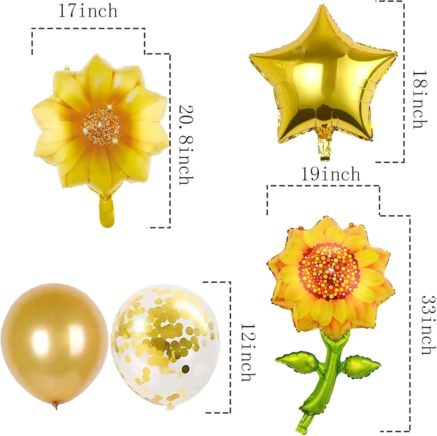 New 8pcs Sunflower Birthday Balloon Set Plant Pentagram Aluminum Film Balloon Sunflower Theme Party Decoration 2025