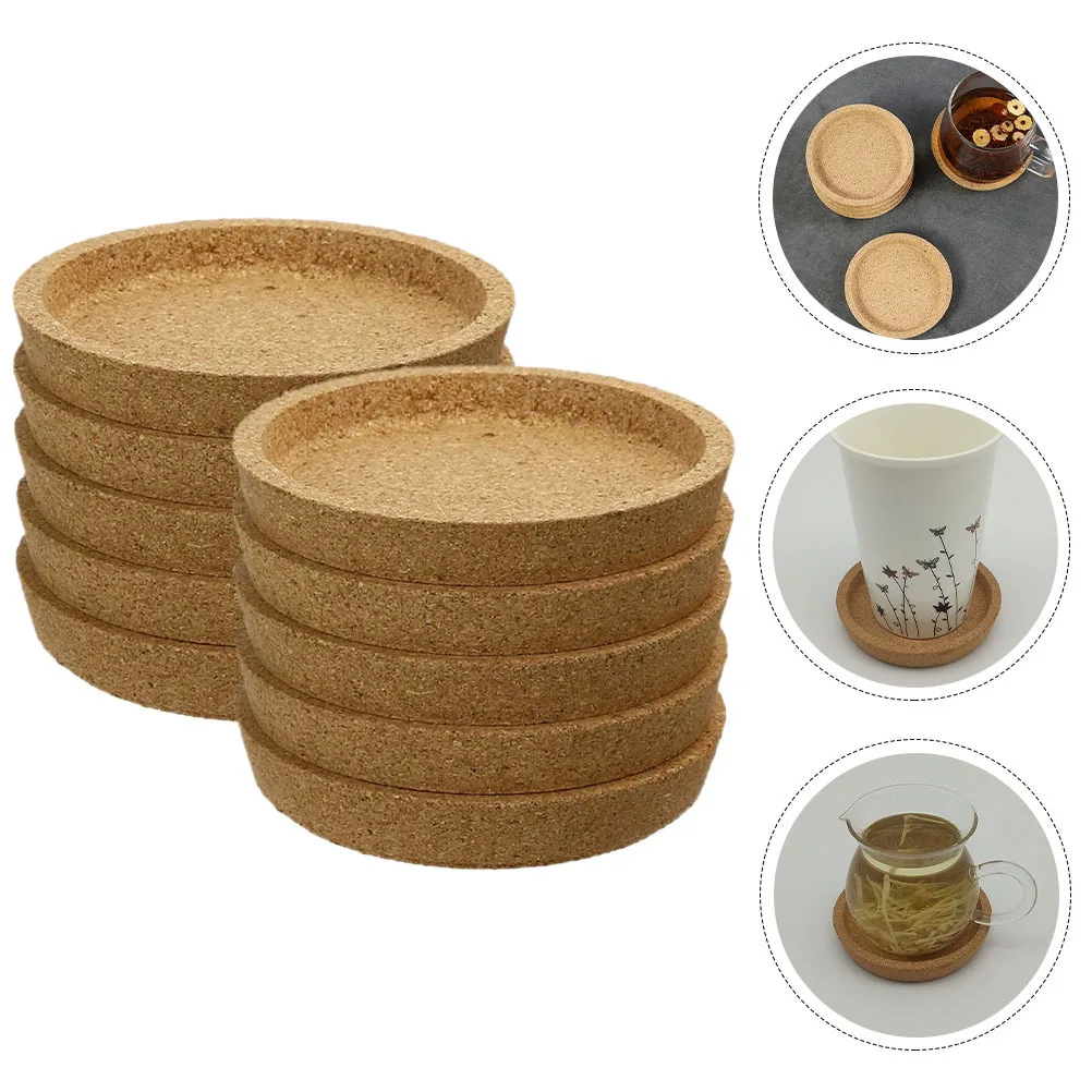 

10Pcs Cork Coasters for Table Decorative Heat Proof Cup Pads Reusable Drink Coasters for Home Office Coffee Shop