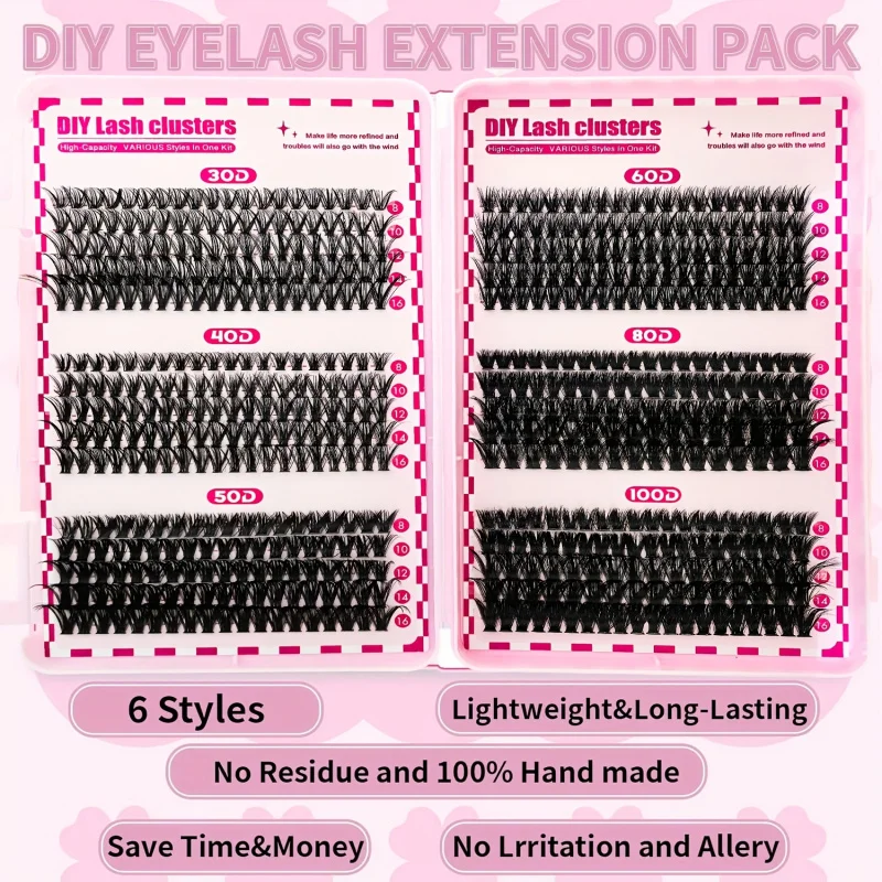 6 أنماط لاش تمديد كيت 8-16 مللي متر D حليقة الرموش الصناعية الفردية مع السندات وختم الغراء والملقط والفرشاة #4