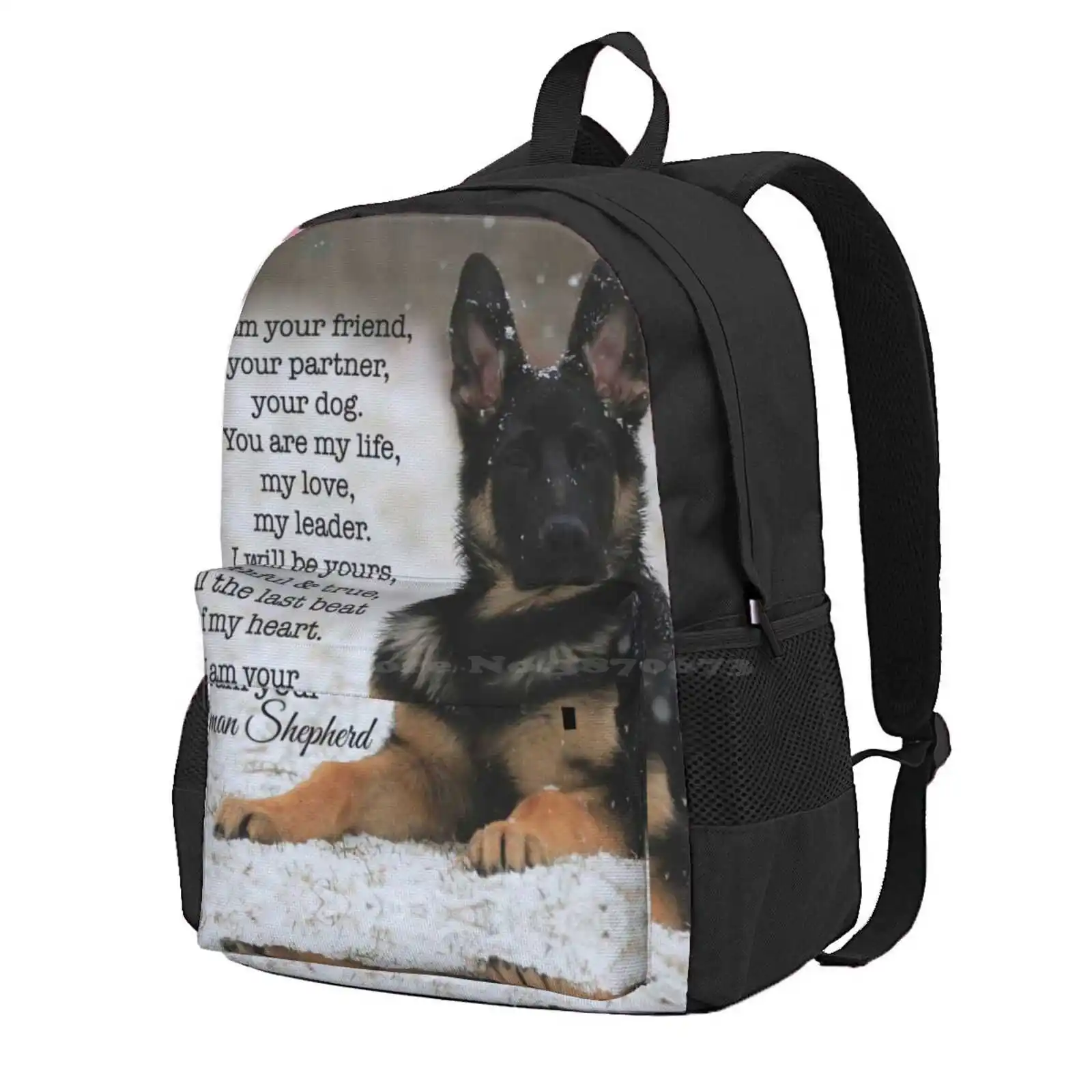 

I Am Your German Shepherd Hot Sale Schoolbag Backpack Fashion Bags German Shepherd Dog Mammal Friend Partner Life German