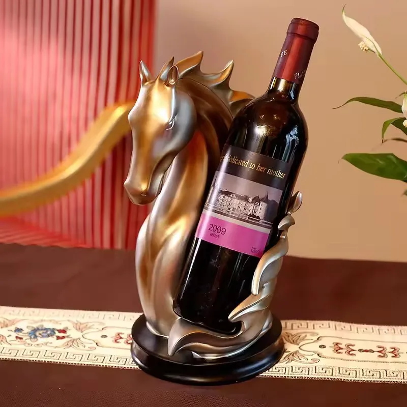 

Horse Head Wine Rack Decorative Ornaments Modern Office Desktop Business High-end Bookcase Home Accessories Home Decor
