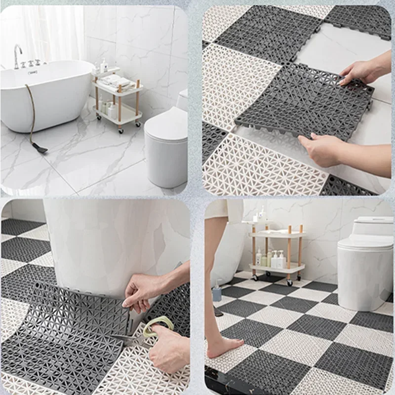 5PCS Bathroom Non-slip Mat Outdoor Swimming Pool Splicing Hollow Waterproof Engineering Pad 30X30cm Thickened Kitchen Bathroom