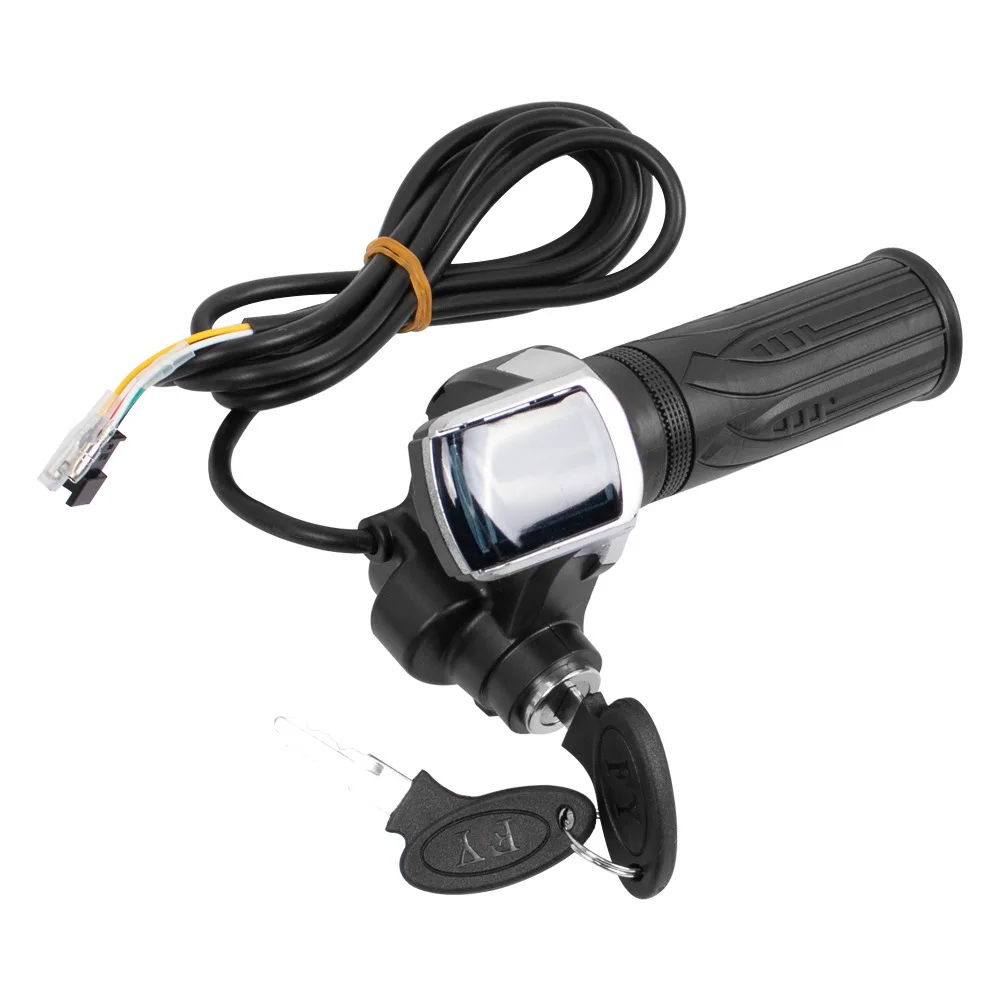 

​Electric Bicycle Throttle Grip 36V 48V 60V E-bike Handlebar with Lock Ebike Scooter Accelerator Power Indicator Key LED Display