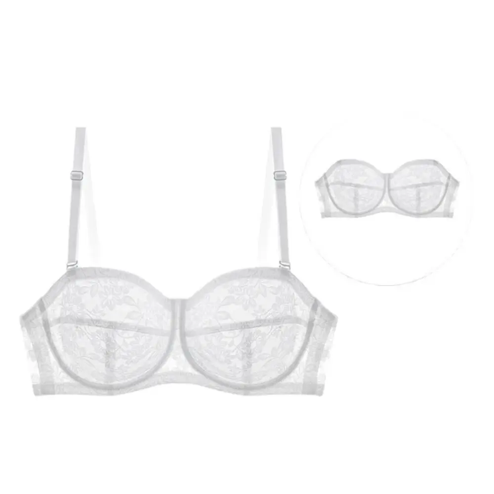Mesh dunne kanten transparante bh schokbestendig nauwsluitende naadloze onzichtbare bh lingerie anti-verslapping push-up ondergoed bruiloft