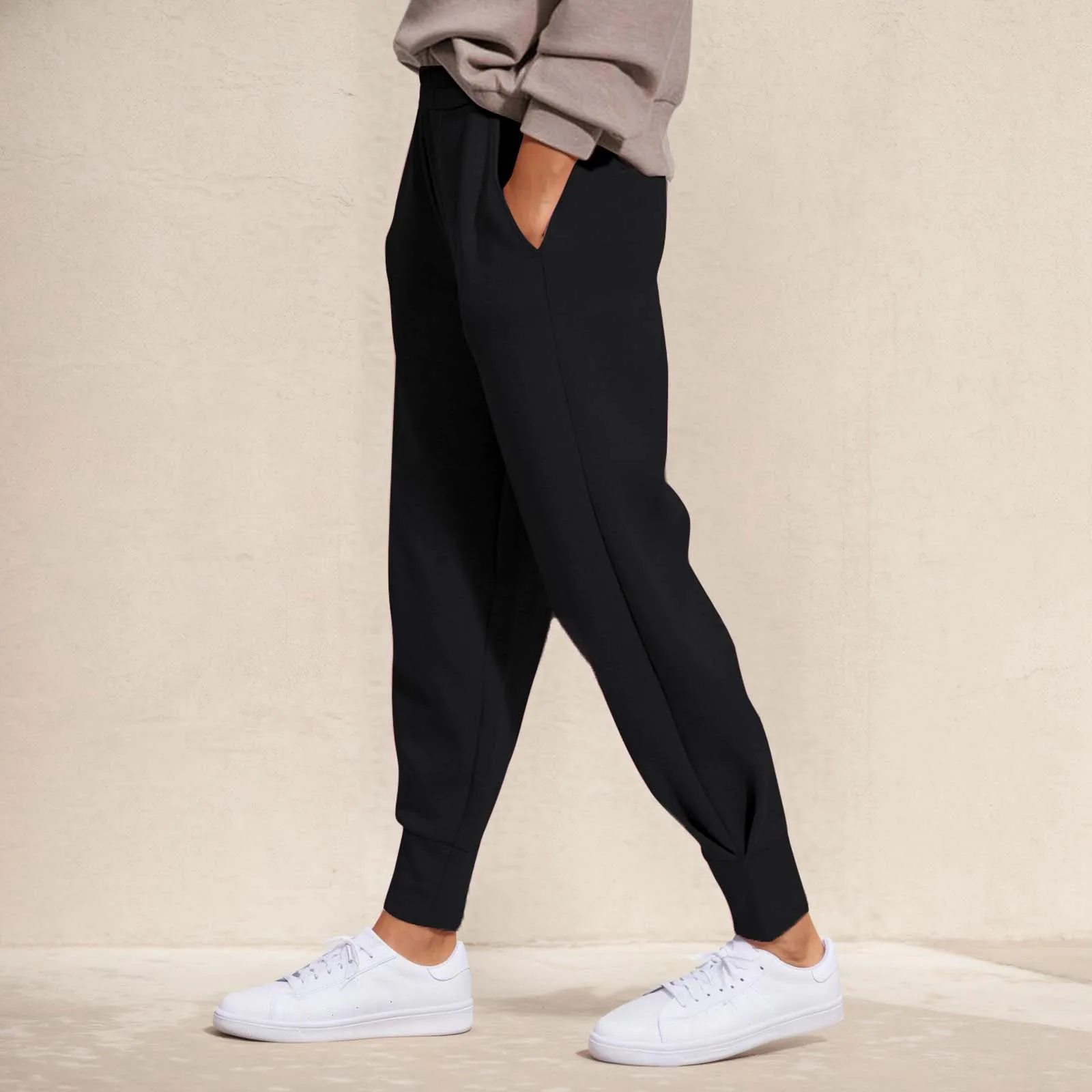 Pantaloni a corsetto alla caviglia a vita alta in tinta unita da donna autunno inverno Casual con pantaloni alla moda comodi pantaloni sportivi da donna