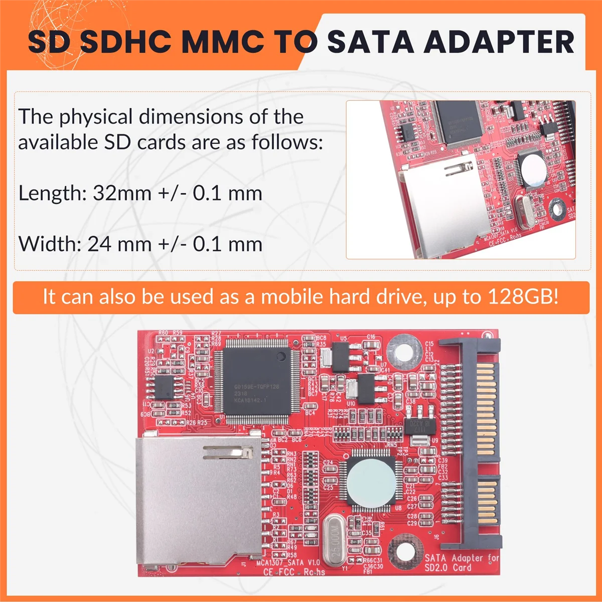 T88C MMC SD SDHC 2.0SATA から SD 高速アダプタカード SD カードから SATA アダプタ HDD セキュアデジタル変換アダプタ
