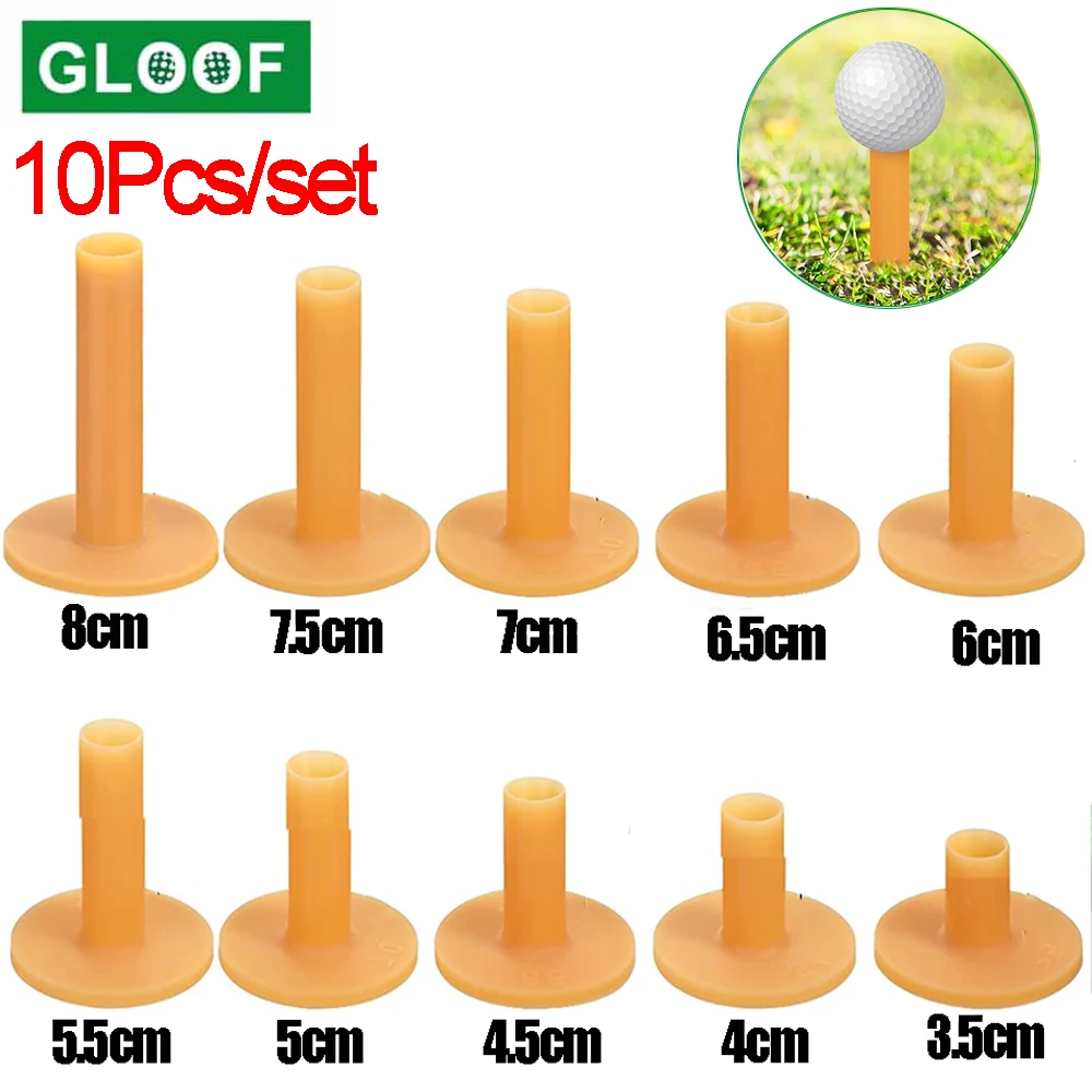 10Pcs/set Rubber Golf Plastic Tees10 Kinds of Different Sizes for Practice and Driving Range Mats