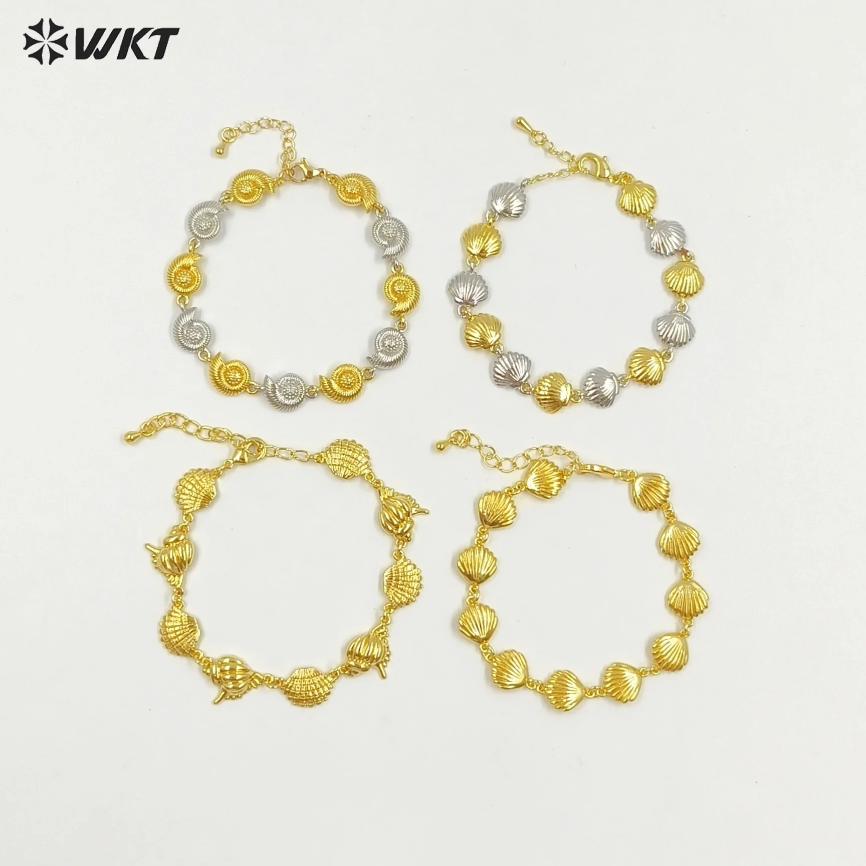 

WT-JF368 Wholesale New Cute 18K Gold Plated Shell Shape Metal Bracelets For Women Party Jewelry Accessories Resist Tarnishable