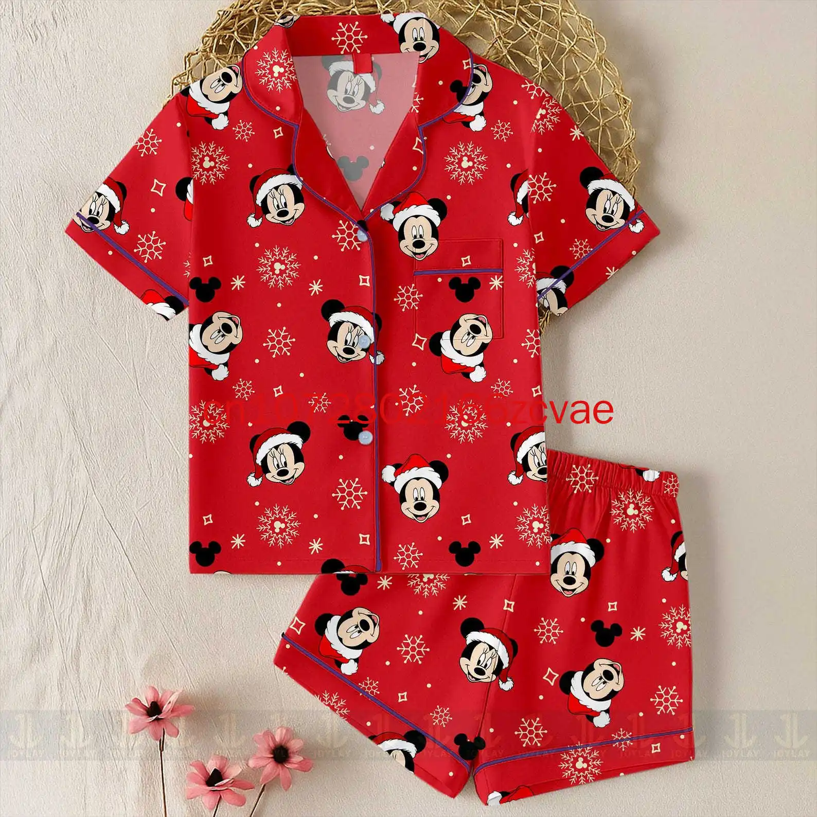 

2025 New Disney Christmas Pajama Set 3D Printed Mickey Mouse Unisex Short Sleeved Shorts Pajamas Set For Men's And Women's Kid's