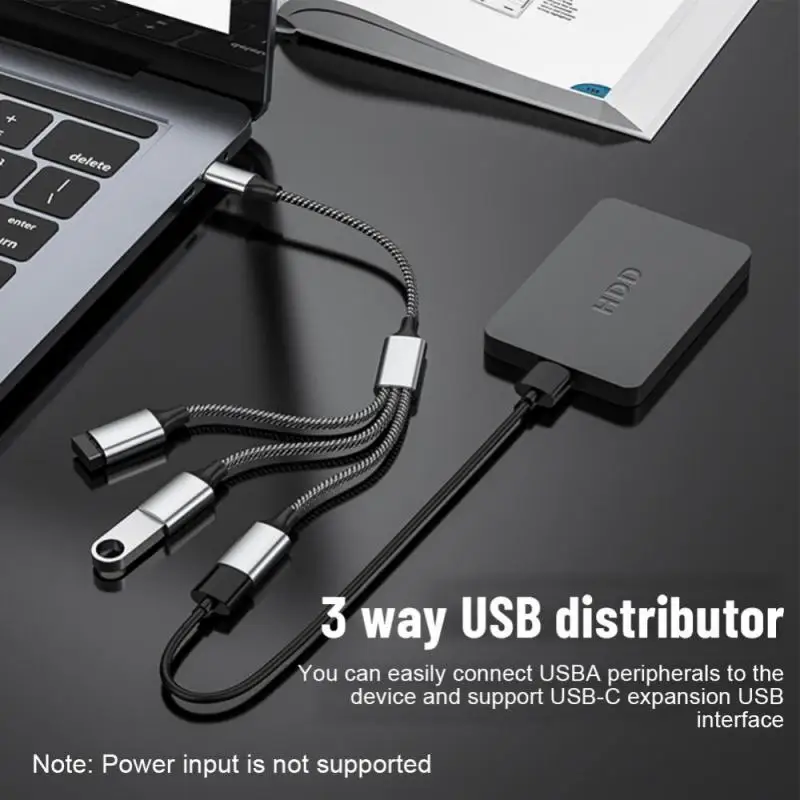 Adaptateur multi-répartiteur OTG pour ordinateur portable, extension de données d'alimentation USB A, accessoires de surface d'ordinateur, 3 HUB USB 2.0, 4 ports pour touristes