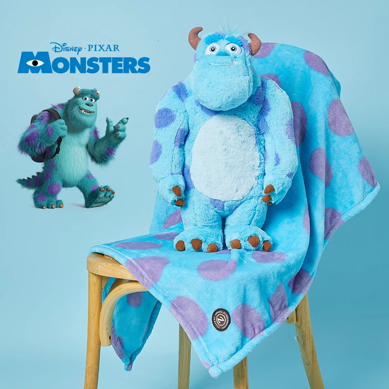 Genuine Disney Official Sulley Monster Plush Pillow Three-In-One Doll Toy Soft Plush Blanket Home Decor Comfortable Cushion