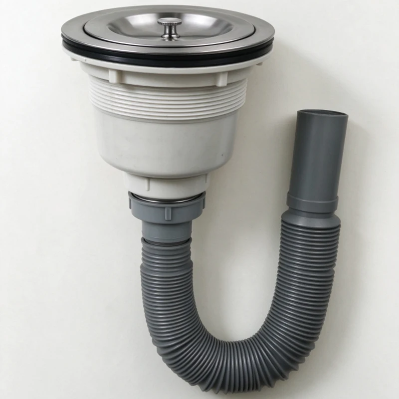 Wash Basin Drain Kit with Flexible Stretch Drain Hose, Sink Waste Stopper Set for Home Bathroom & Shampoo Bowl Replacement